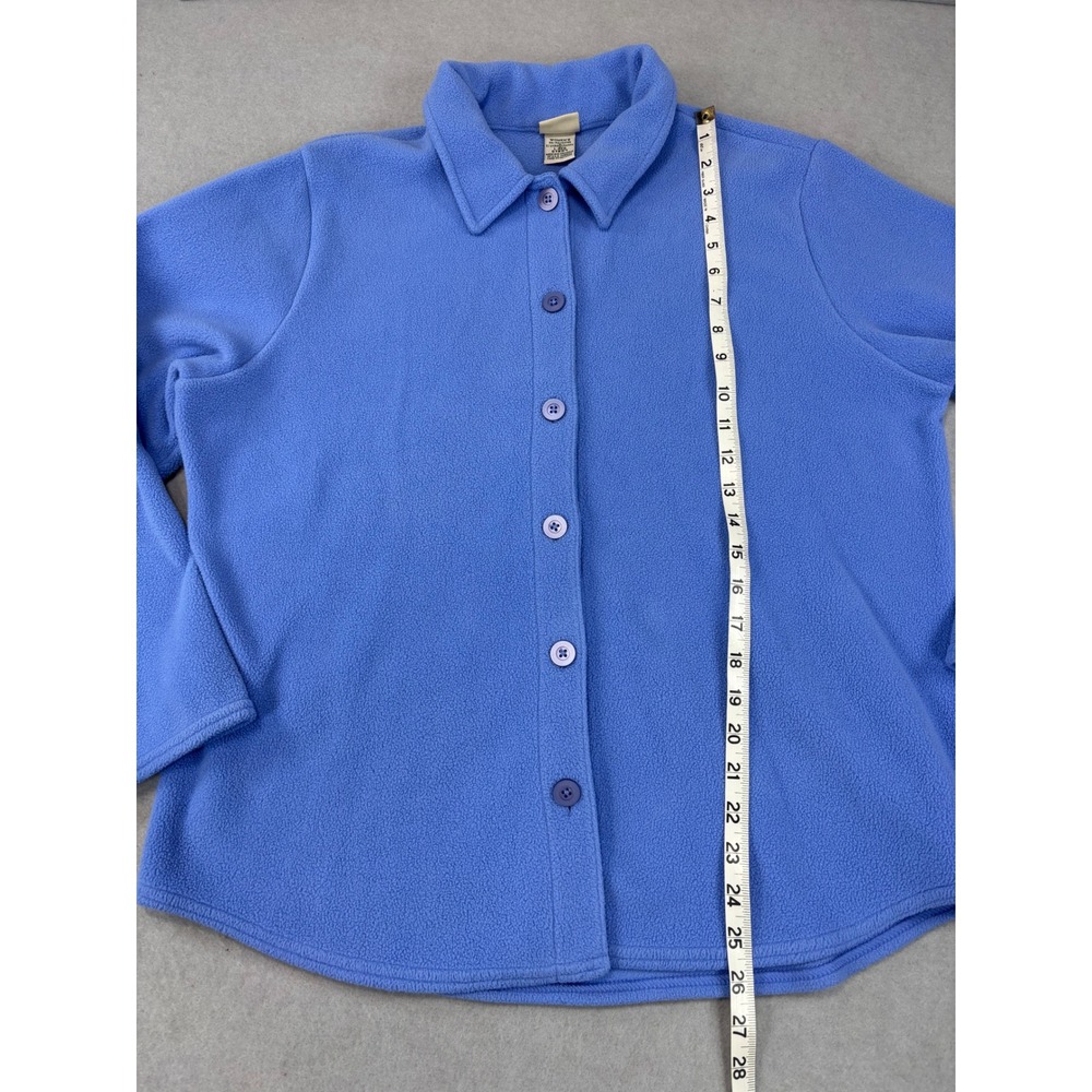 L.L. Bean Womens‎ Large Blue Fleece Button Shacket Collared - Picture 5 of 7